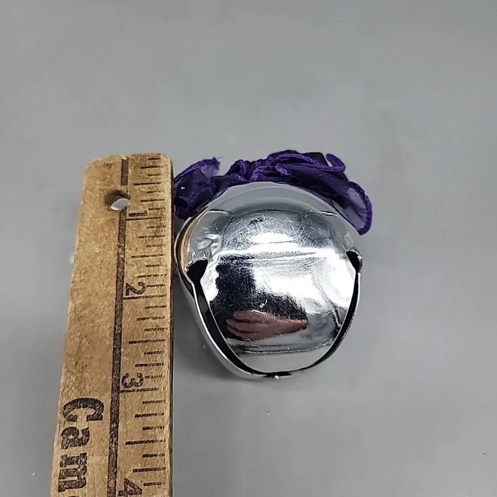 NWT Pottery Barn Jingle Bell Silver Purple Ornament 3